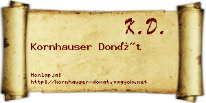 Kornhauser Donát névjegykártya